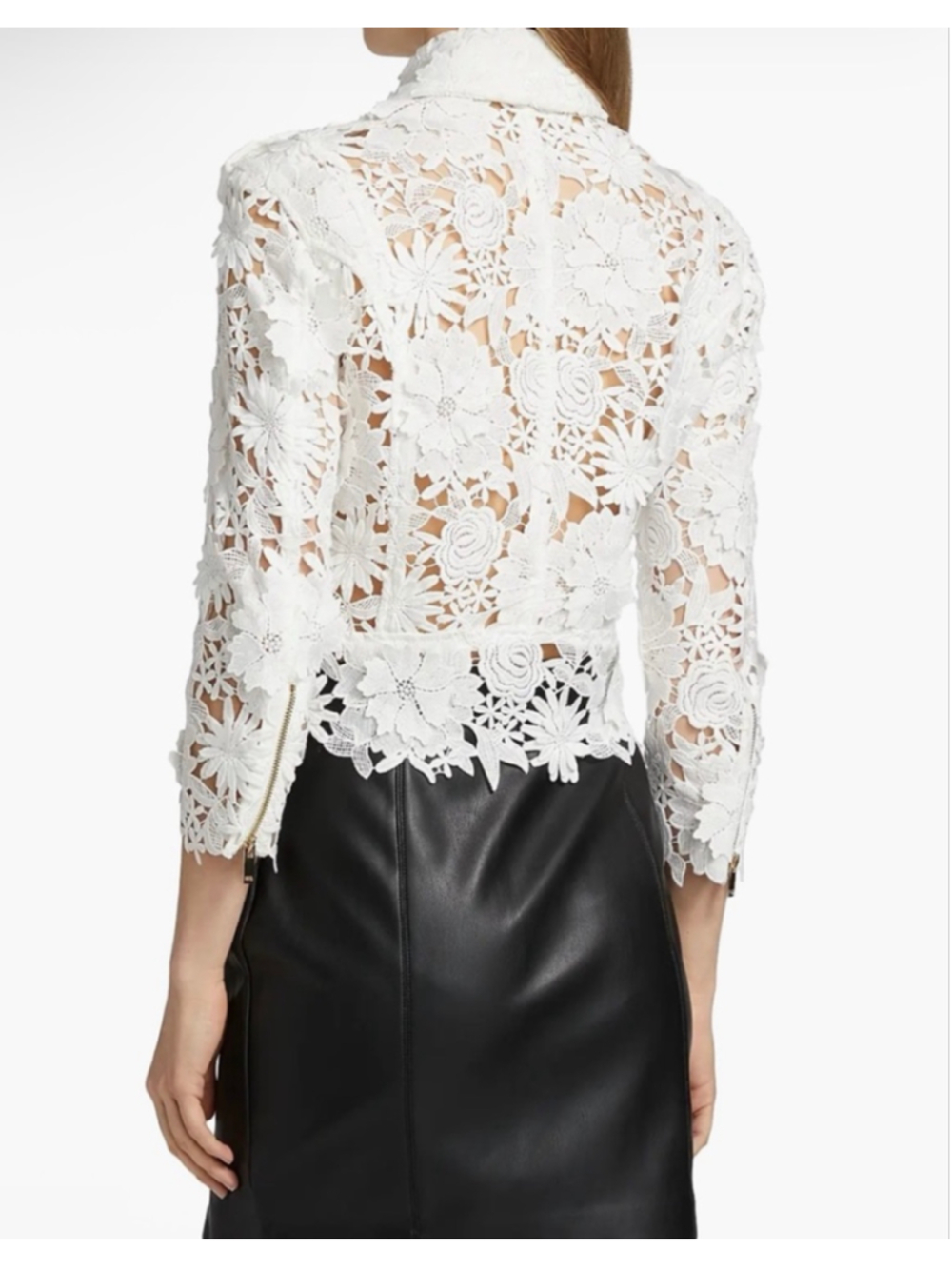 Generation Love White Crawford 3D Lace Moto Jacket Sz M NWT - Picture 5 of 6